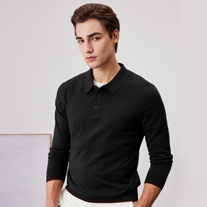 Мужская рубашка-поло с длинным рукавом из смеси кашемира и шелка тутового дерева