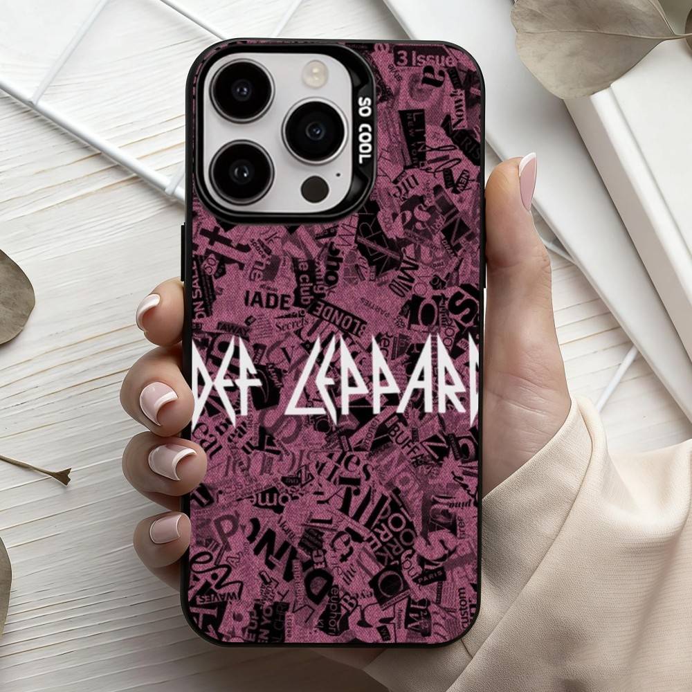Hot R-Rock band D-Def L-Leppard Phone Case For iPhone17,16,15,14,13,12,11 Plus,Pro Max Black Candy silver phone case