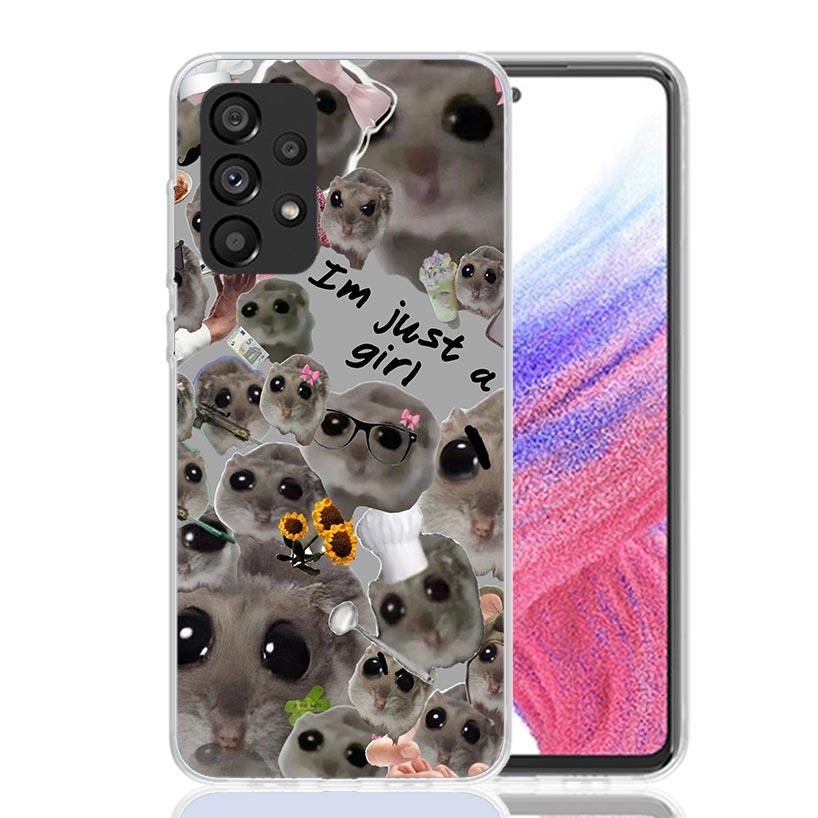 Смешной грустный хомяк мем чехол для телефона для Samsung Galaxy A52 A32 A22 A12 A02S A50S A30S A51 A31 AA71 Note 20 Ultra 10 S10 Plus Galax