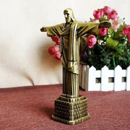 Statue of Jesus Christ | Christ The Redeemer | Brazil for Home Decor (Metal, 7 Inch, Antique Color) New