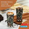 Tactical Camouflage Print Stainless Steel Insulated Coffee Tumbler Reusable Vacuum Thermal Mug, Leakproof Portable Travel Cup for Outdoor Hiking Campi