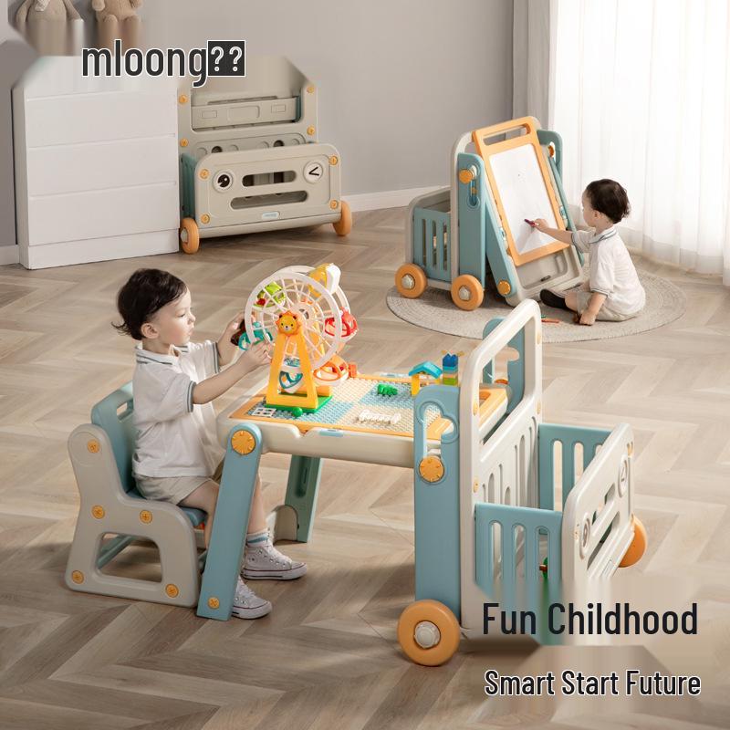 Manlong Convertible Building Block Table & Foldable Drawing Board - Educational Game Table for Boys & Girls, Ideal First Birthday Gift