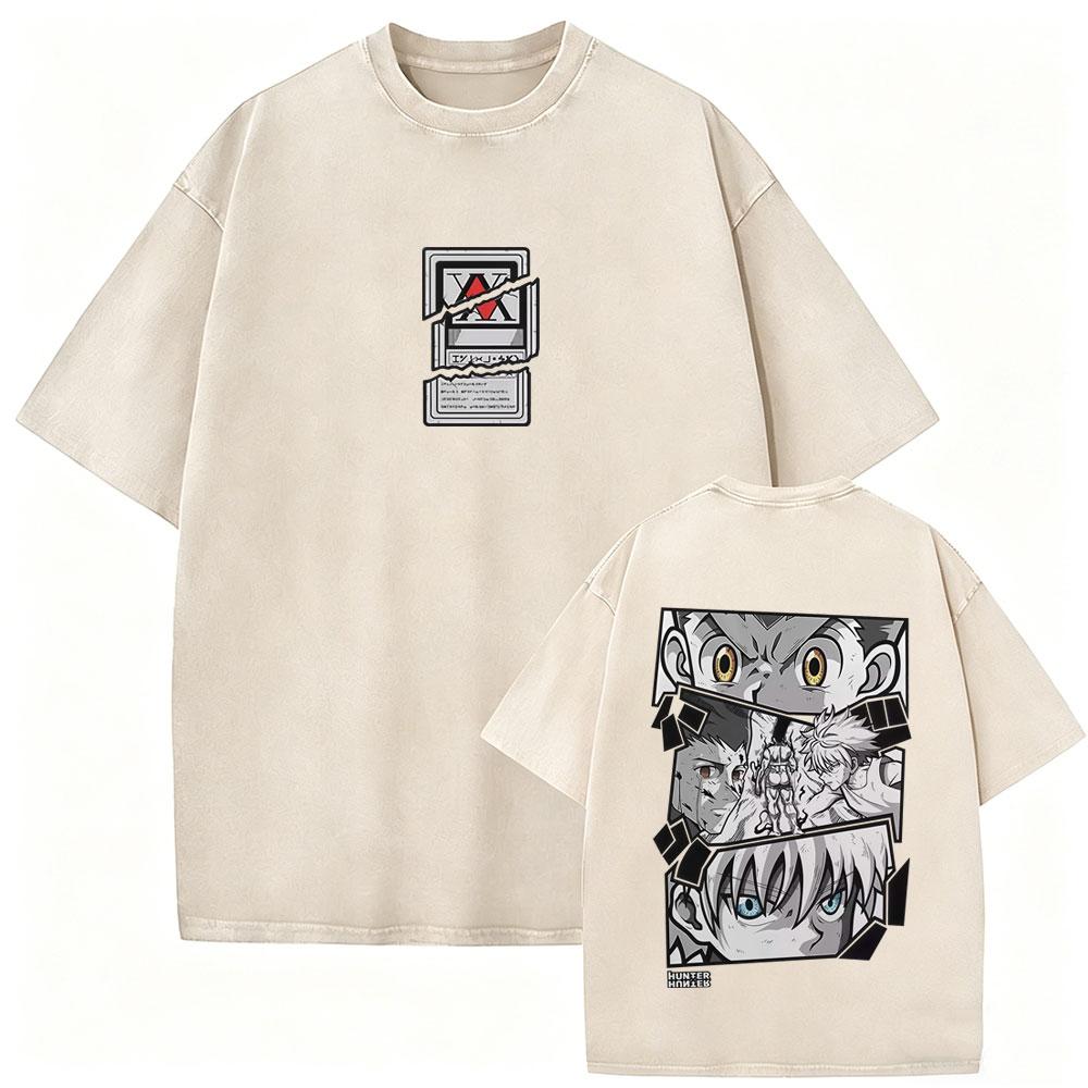 Washed Vintage Anime Hunter X Hunter Gon Freecss Killua Zoldyck Eyes Graphic Tshirt Men Women Fashion Casual Oversized T Shirts