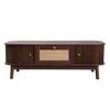 Home Reception Cocktail Tea Table Coffee Table Rattan Drawers with and Sliding Doors Storage Cabinet Solid Wood Slats Legs Natural Country Style
