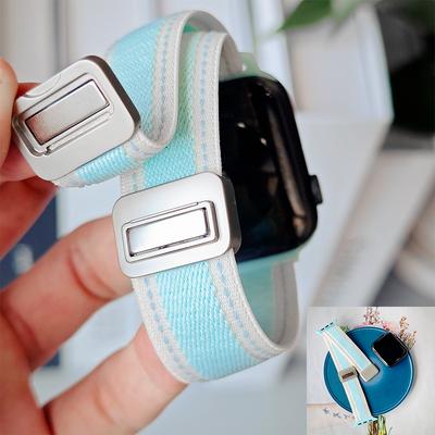 Инновационный магнитный ремешок для Apple Watch S10 9 8 7 6 SE Цветной нейлоновый ремешок для аксессуаров часов Iwatch 38 40 41 42 44 45 46 49 мм