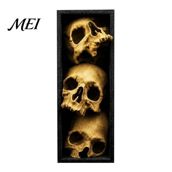 Темные фэнтези Домашние украшения 3 шт. Хэллоуин 3-уровневые книжные подставки в виде черепа, Готическая смола Декор для книжной полки для офиса, Статуя скелета Книжные полки Жуткие