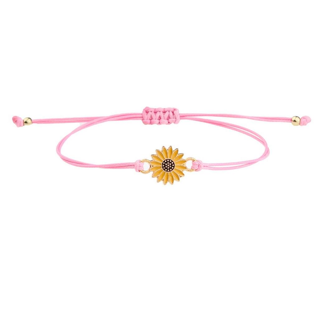 Alloy Sunflower Daisy Wax Rope Friendship Bracelet
