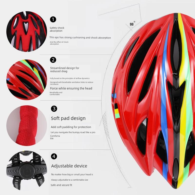 Luoshen Children's Speed Skating Helmet Rainbow Cycling Helmet Boys and Girls Roller Skates Ice Skates Scooter Safety Hat