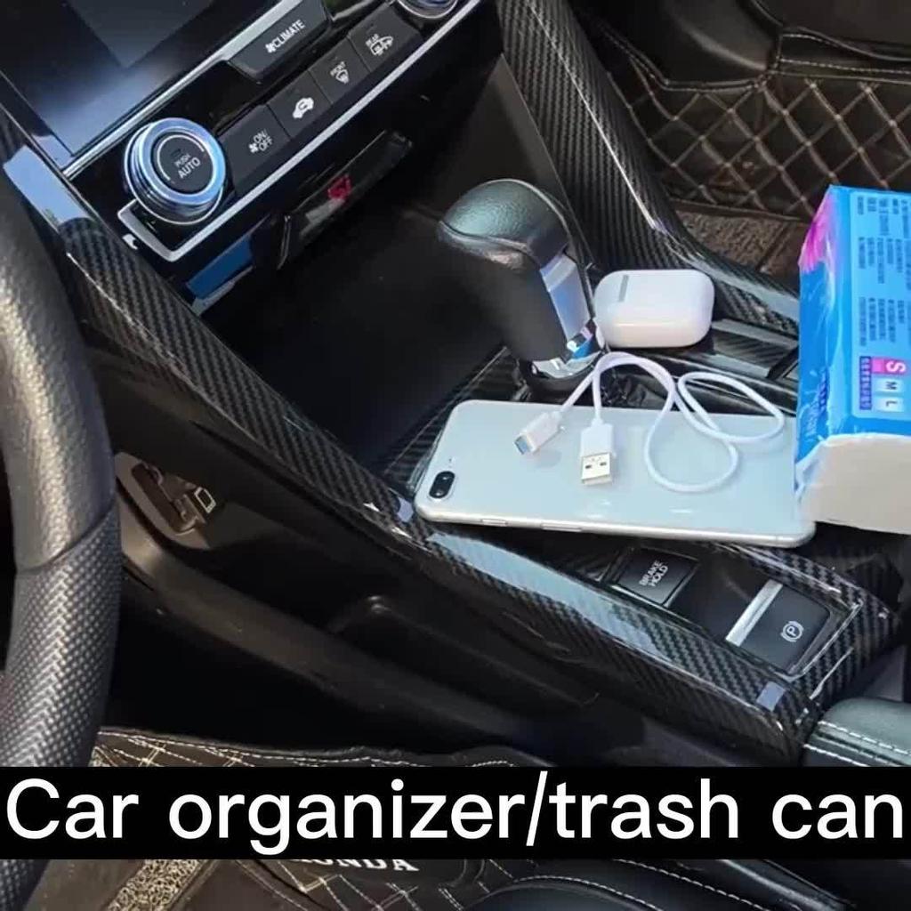 1pc Universal Car Trash Can, Vehicle Trash Bin, Car Seat Back & Door Hanging Storage Box, Multi-Functional Car Accessories, Lidded Car Trash Can, ABS