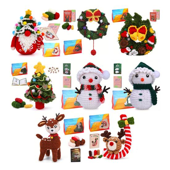 Рождественский набор для вязания крючком для начинающих, сумка с материалами для DIY, с крючками и пряжей
