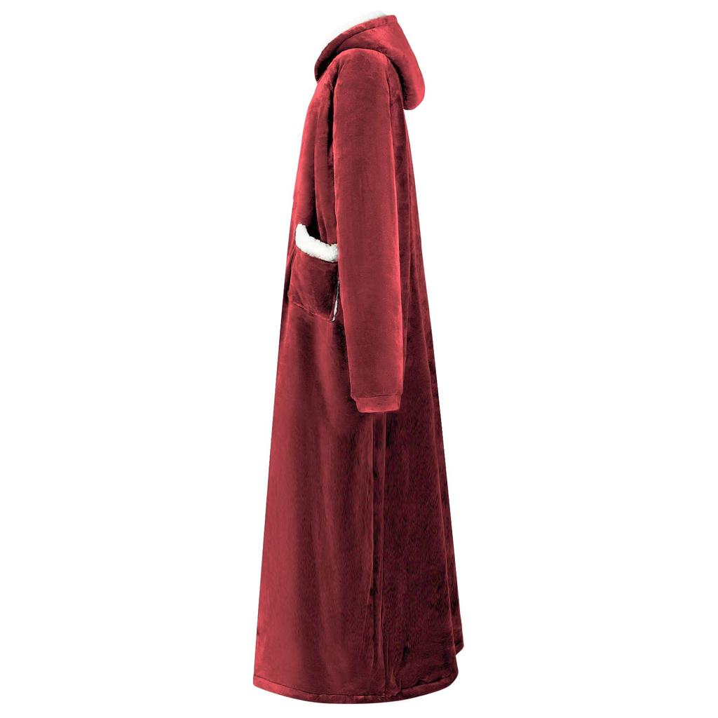 Blanket Hoodie Burgundy Red L Fleece and Flannel