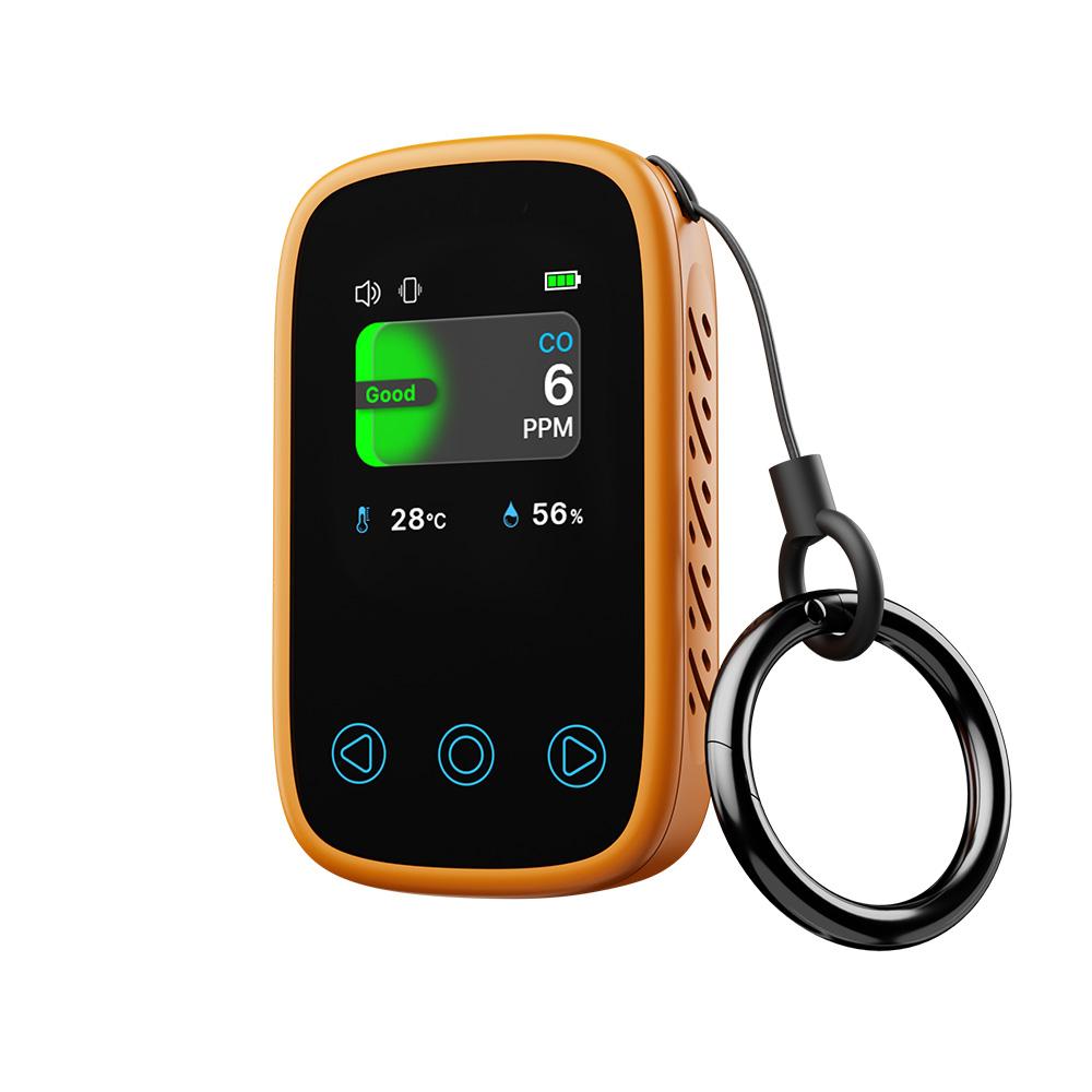 3 in 1 Portable Carbon Monoxide Detector Temp Humi Meter Rechargeable Travel Mini CO Detector Vibration Sound Alarm LED Screen