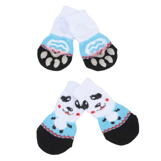 4Pcs Socks Heart-shape Printing Comfortable Dog Accessories Non-Slip Warm Paw Protector for Pet