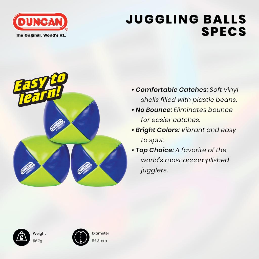 Мячи для жонглирования Duncan из виниловых цирковых шаров с 4-панельными пластиковыми бобами - [Упаковка 3] Разноцветные, Ракушки, Дизайн,