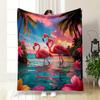 Flamingos at Sunset Tropical Paradise print blanket soft and cozy perfect for the living room bed sofa or a nap,gift