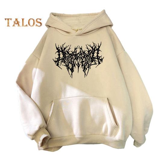 Осень-зима унисекс толстовка с капюшоном затягивающийся эластичный манжет с принтом шипов плотный флис накладной карман свободный длинный рукав свитер теплый топ