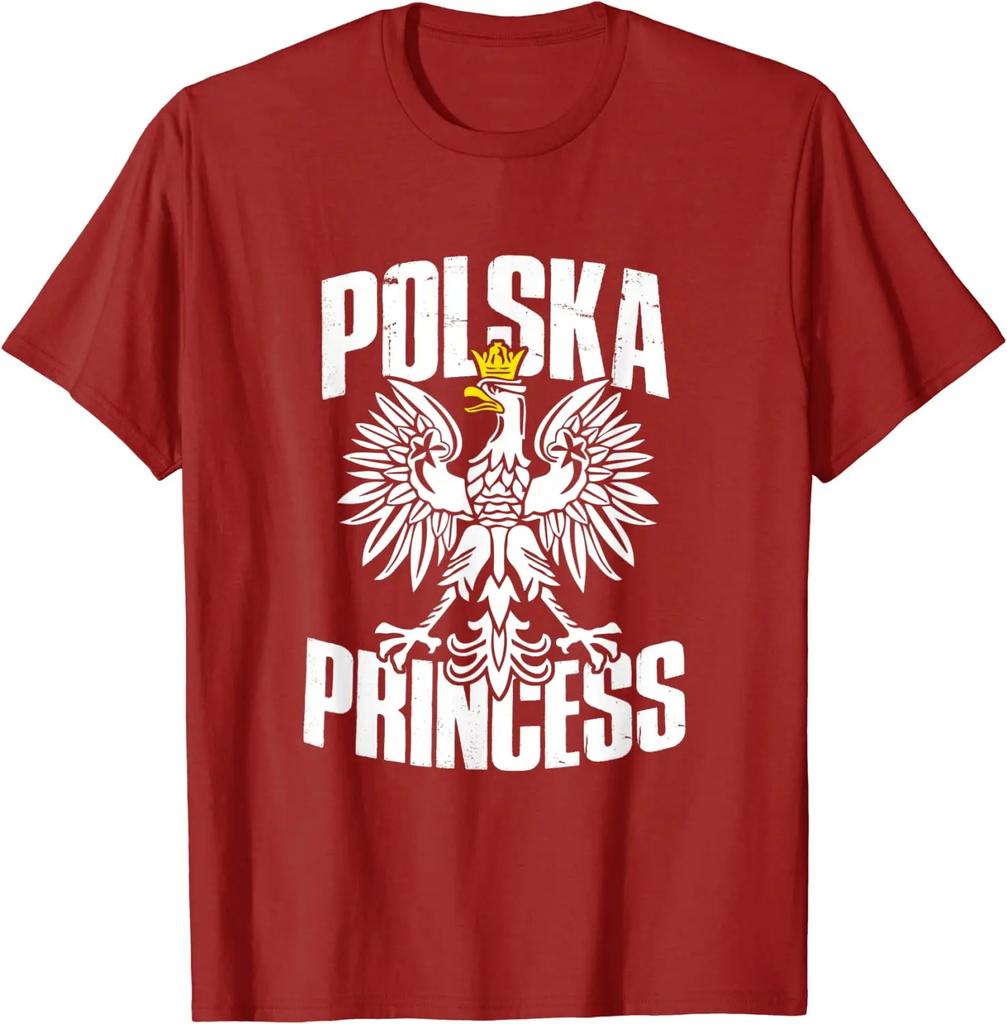 Polska Princess Retro Eagle Polish Pride Poland Men T-Shirt Short Sleeve Casual 100% Cotton O-Neck Summer TShirt