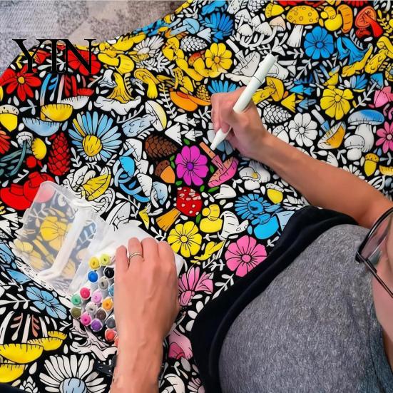 Подарки на вечеринку для детей своими руками DIY Раскрашивающее одеяло с 24 маркерами, Раскрась свое собственное одеяло, 59" x Время тишины Творческие проекты 45" Мягкое уютное