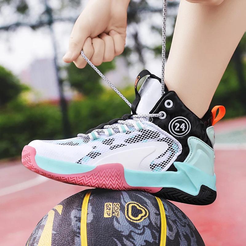 Новые универсальные кроссовки, молодежные боевые баскетбольные кроссовки, детские тренировочные кроссовки, дышащие, удобные, эластичные, детские баскетбольные кроссовки