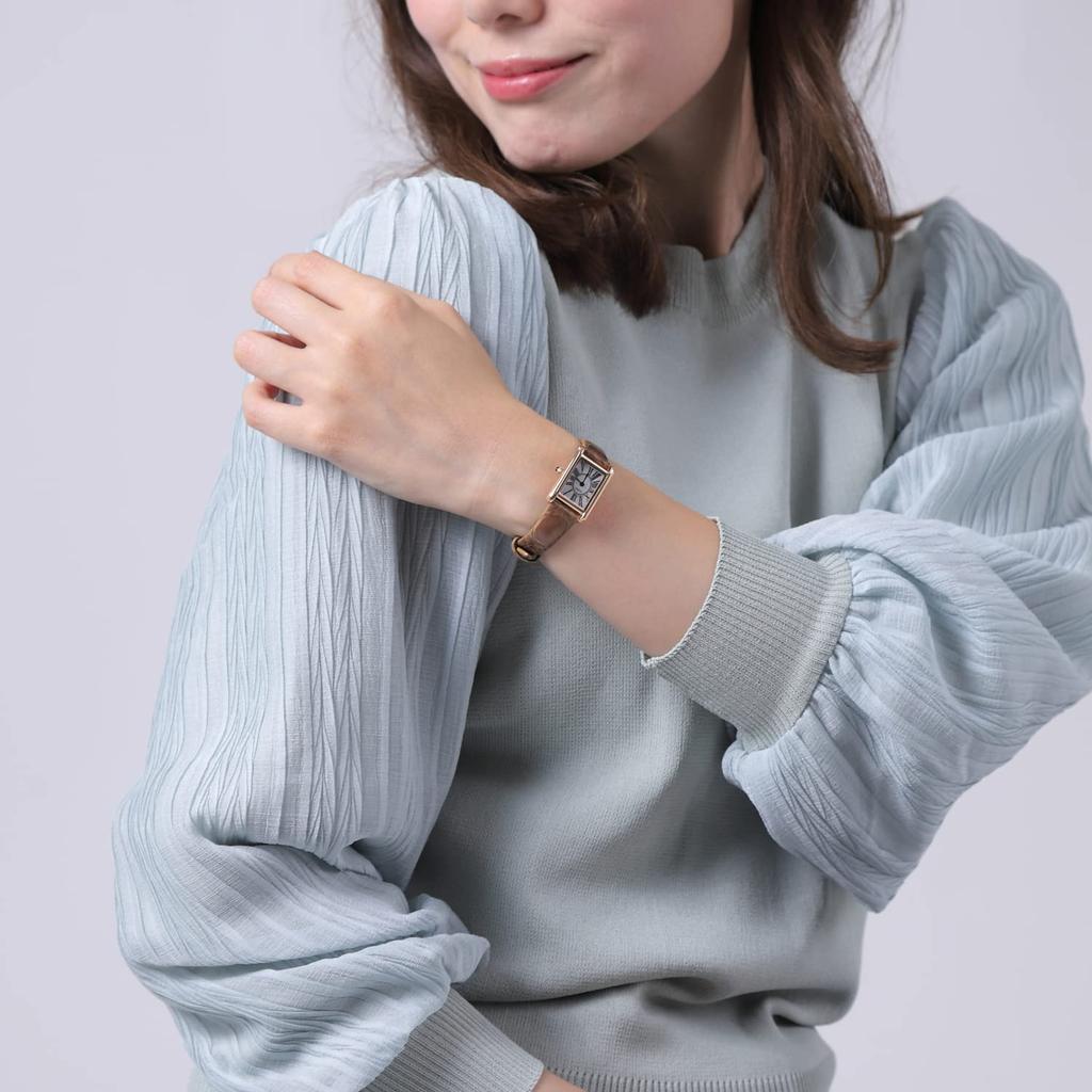 Солнечные часы, сделанные в Японии, ремень LeClair PARALLELA Gold из натуральной кожи крокодила [LCREA] для женщин LC2101-GPCMO