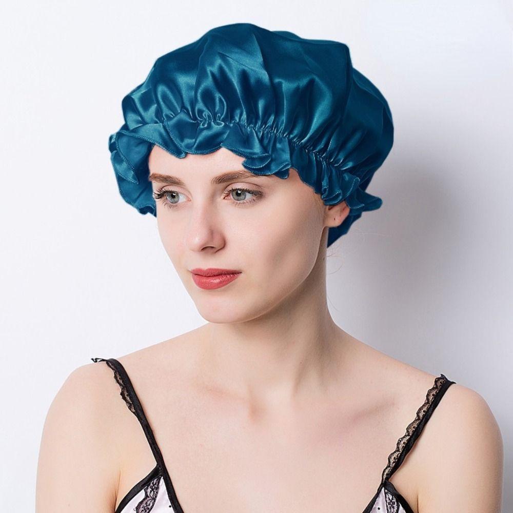 Elastic Large Silk Sleeping Cap Fashion Hair Loss Hats New Women Hair Bonnets