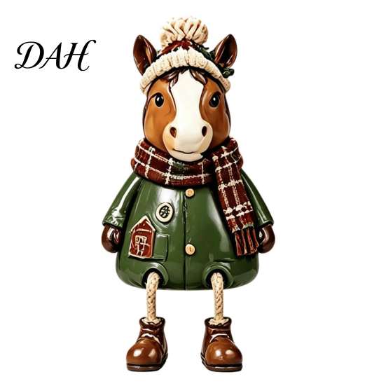 Rustic Country Christmas Decorations Shelf Sitter Figurines, Retro Farm Animal Hanging Leg Decor, Pastoral Style Ornaments for Mantel Tabletop