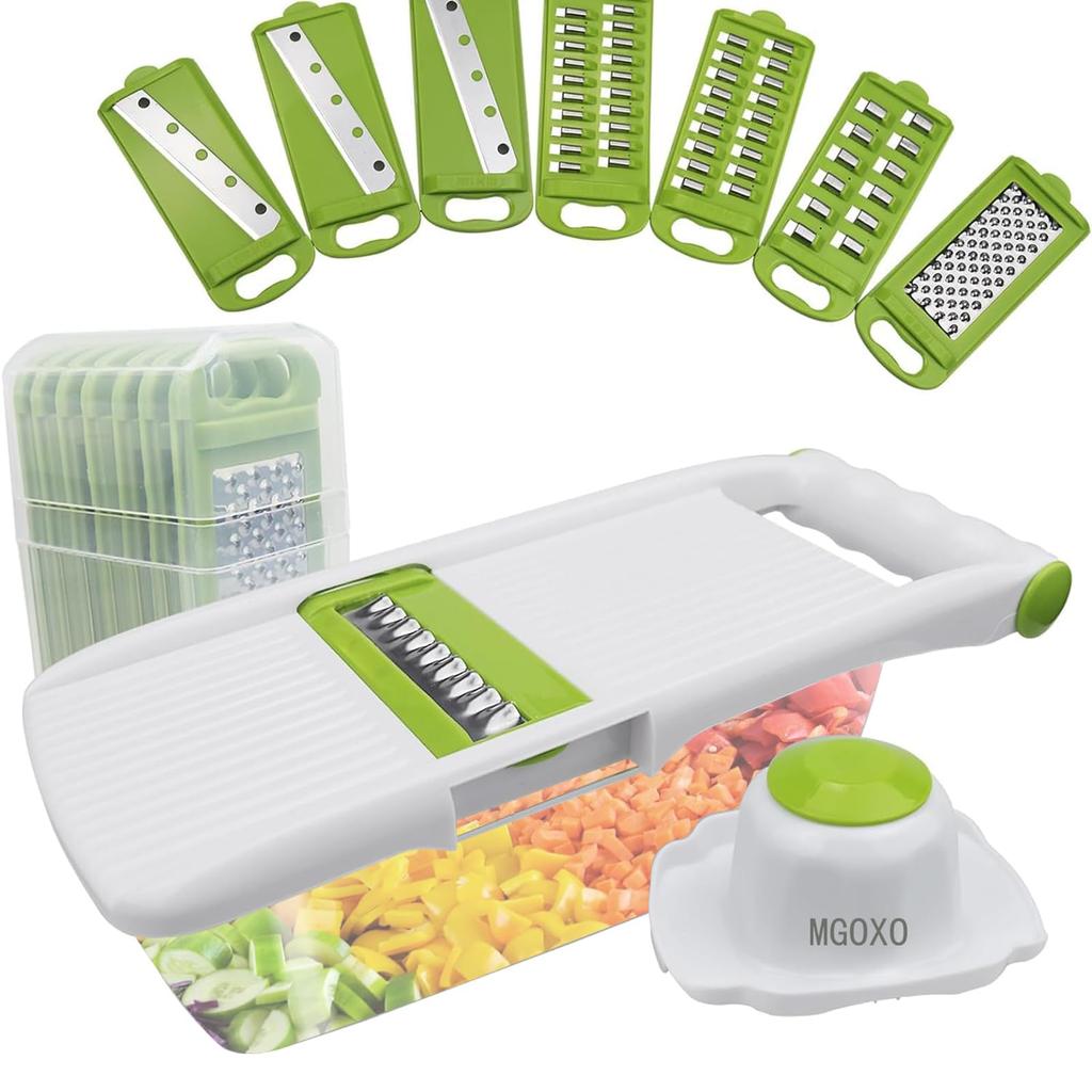 MGOXO Slicer Julienne Set Vegetable Cutter Multifunctional Slicer 8-in-1 (Green)