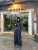 Women's Korean Style Black and Gray Knit Batwing Sleeve Sweater - Elegant Autumn Outfit