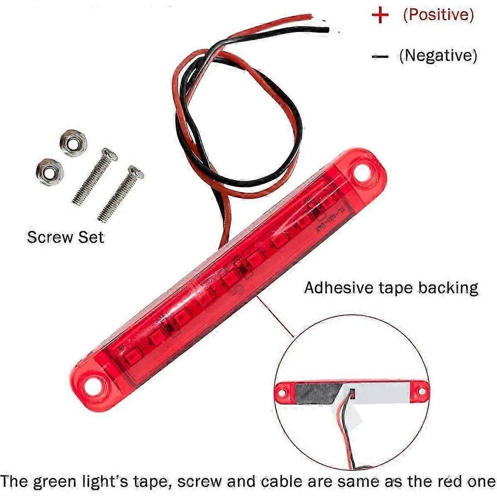 4 Pack Marine Navigation Lights, Stern Lights, Marine LED Light Strips - Red and Green