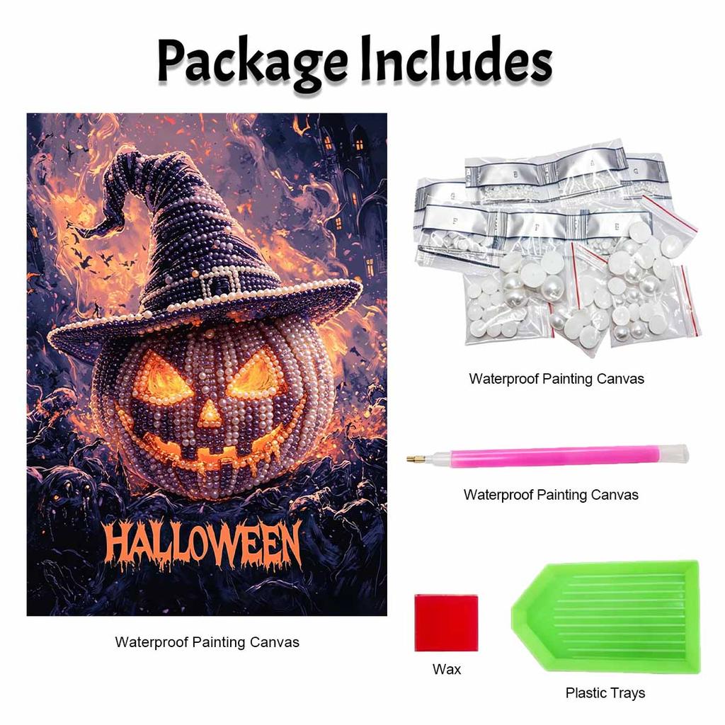 Halloween pumpkin pearl painting handmade diy art glass pearl home decoration painting