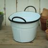 Белое Металлическое Железное Ведро с Двойными Ручками Посадочные Вазы Овальный Цветочный Горшок Декор для Дома Сада Двора Балкона Украшение