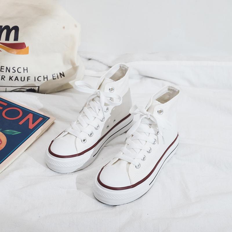 Весенние женские туфли Fubu 2024 из парусины на высокой платформе в стиле Гонконга 1970-х годов, тренд, визуально увеличивающий рост.