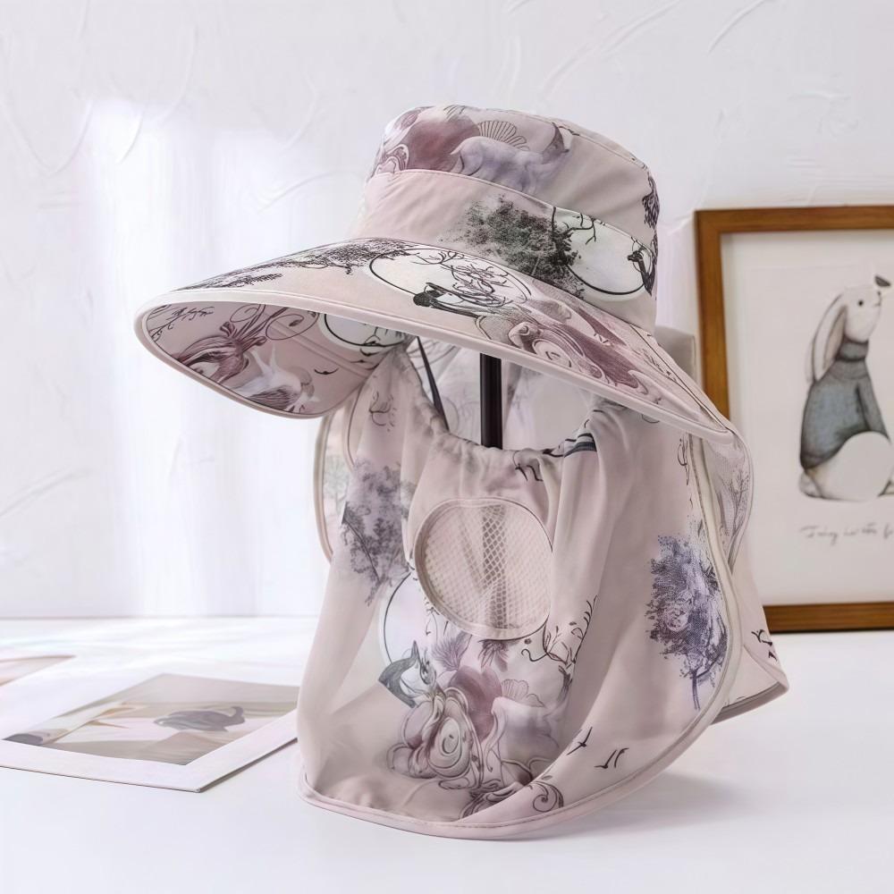 Wide Brim Tea Picking Work Hat UV Protection Fisherman's Hat Face Mask Sun Hat Summer Outdoor