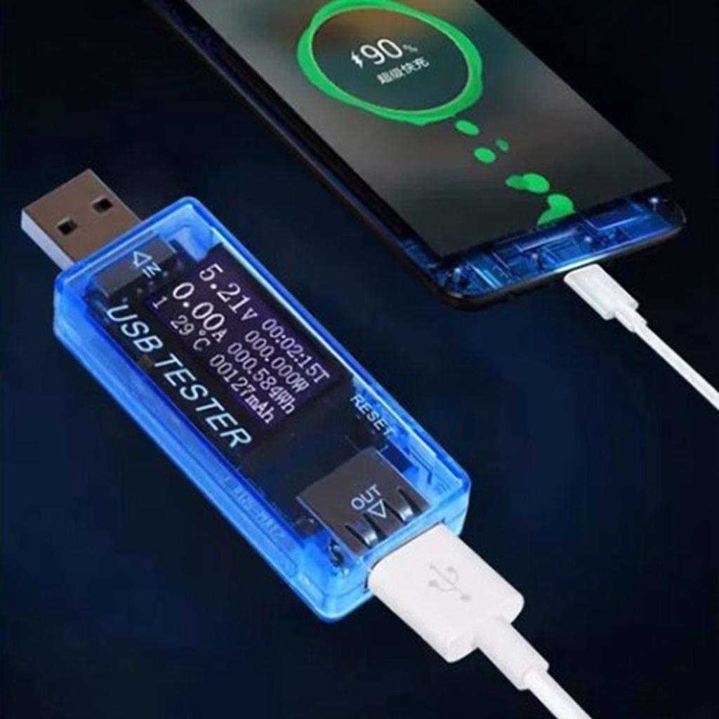 USB тестер ток напряжение емкость время мощность Вт температура дисплей USB вольтметр синий