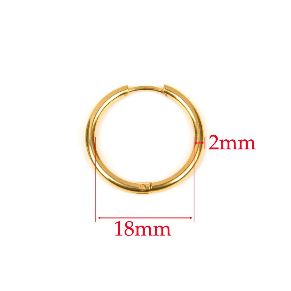 10pcs 316L Stainless Steel Hoop Earrings Women Men Punk Hiphop Circular Ear Buckle Ring Jewelry Gold Color Accessories Wholesale