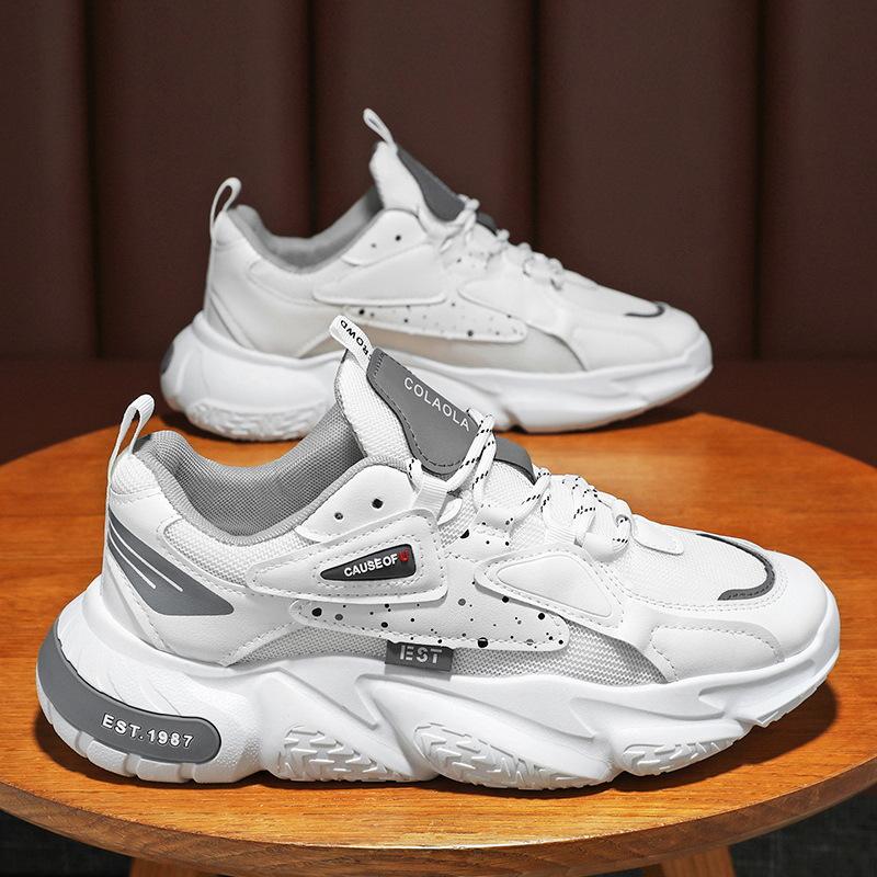Spring Men's Shoes Breathable Mesh Shoes Men's Trend All Match Small White Shoes Thick Soled Sports Casual Daddy Tide Shoes