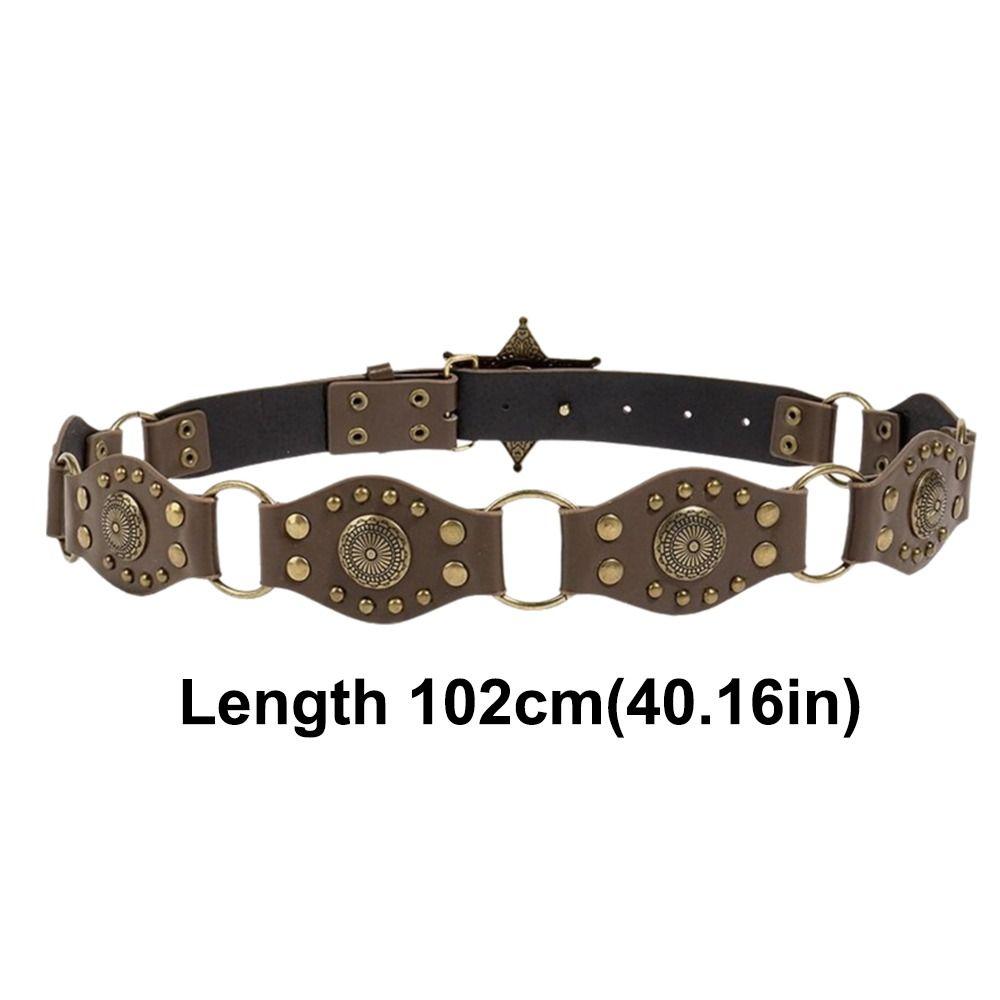 Retro Grommet PU Leather Waist Belt Gothic Steampunk Vintage Rivet Waist Cinch Belt Wide Y2k Waistband Female Jeans