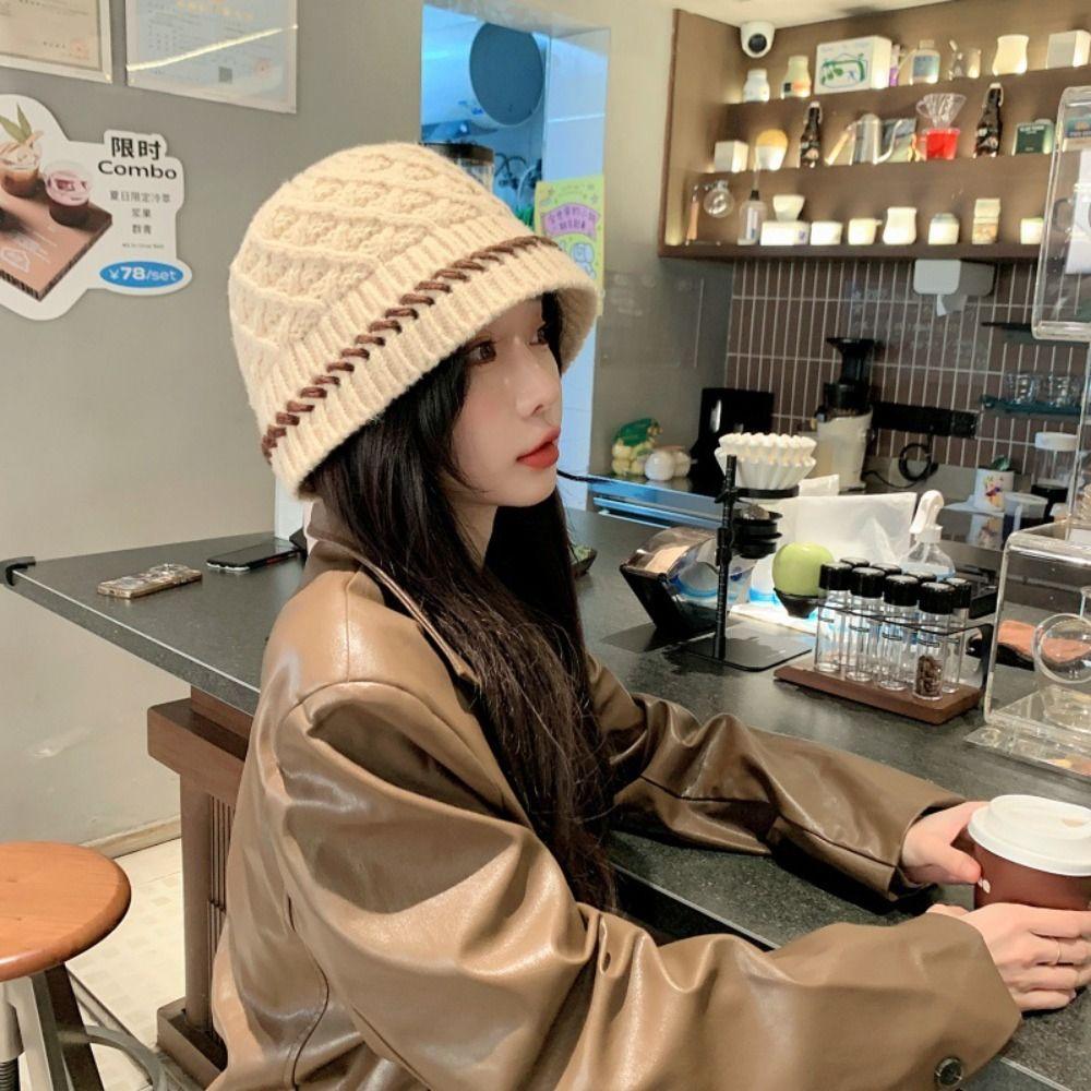 Hollow Out Crochet Pullover Hat Bohemian Style Winter Weave Cap Apparel Accessories