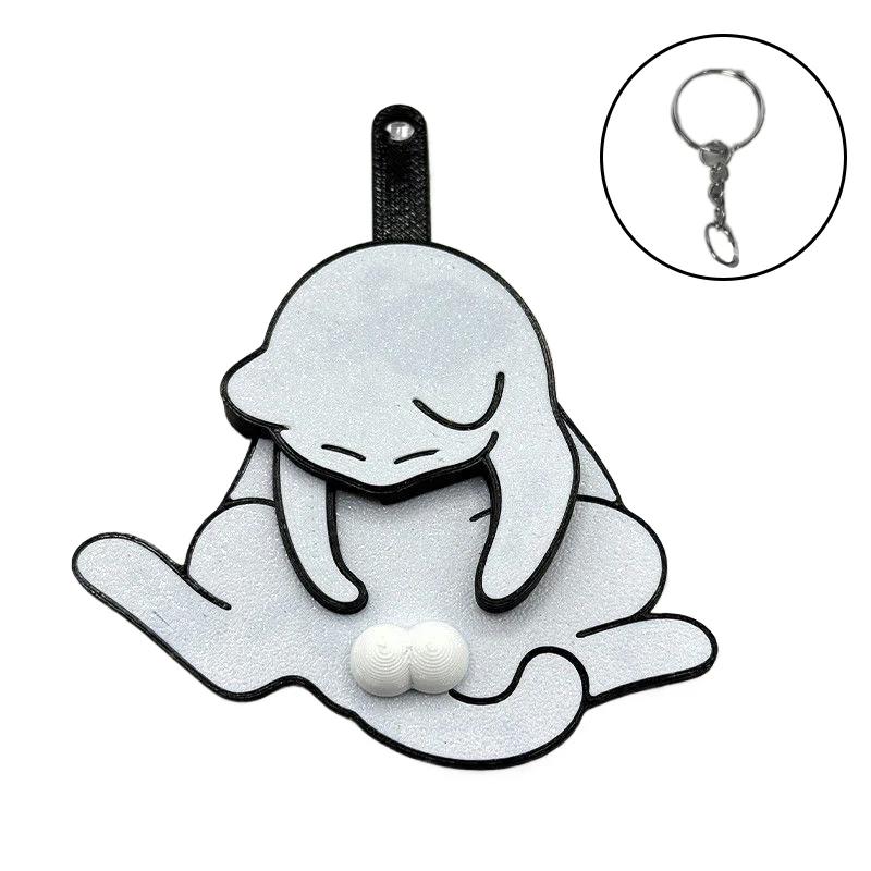 Creative Pull Play Egg Cat Keychain Fidget Toys Cute Funny Rotatable Acrylic Bag Pendant for Women Keyring Purse Bag Accessory
