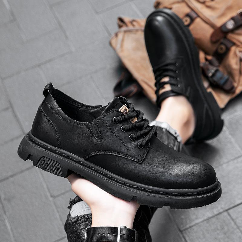 Мужская обувь весна и осень новая британский стиль ретро повседневная кожаная обувь мужская летняя низкая обувь мартин бизнес обувь с увеличением роста