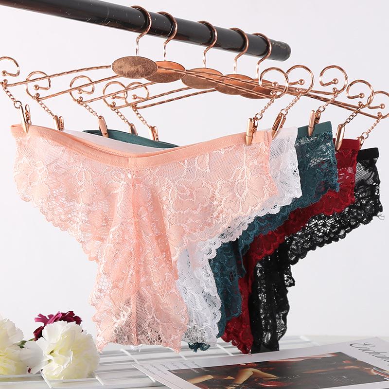 Women's Sexy Lace Thong - Comfortable, Breathable, and Transparent Cotton Briefs