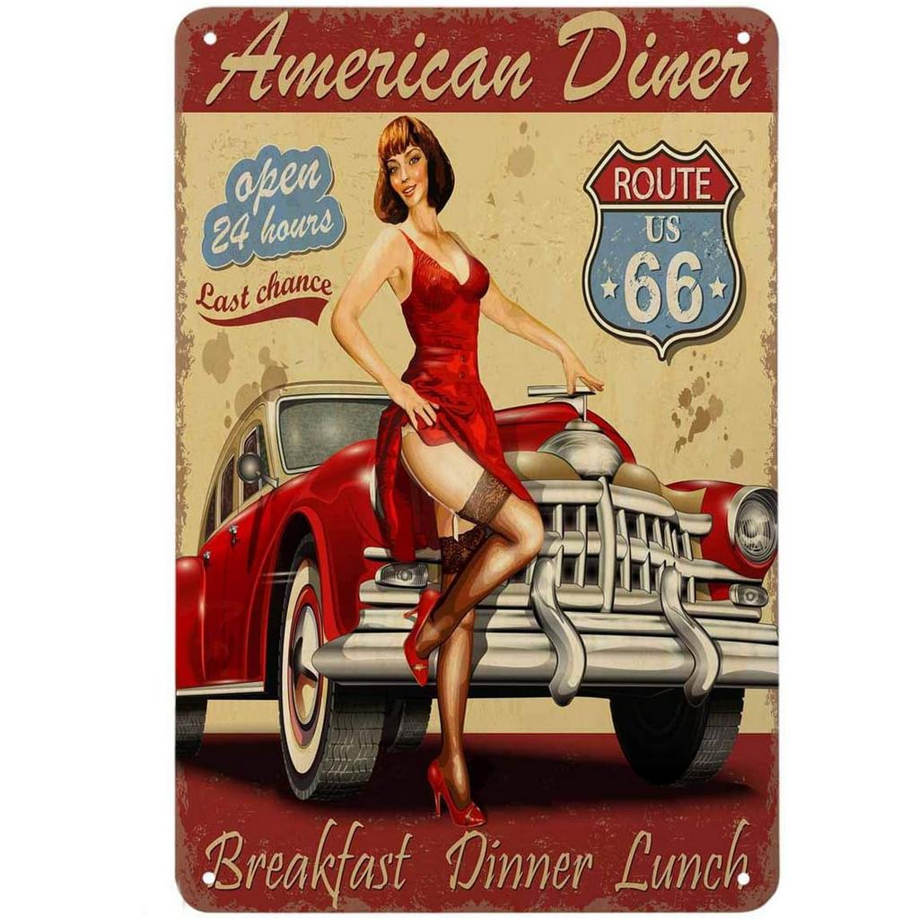 DORA Tin Sign Vintage Historic Route Metal Tin Signs Wall Posters Plaque Iron Painting Decoration for Garage Game Room Home Cafe Club Bar
