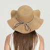 French Style Folding Straw Hats Spring Summer Women's Sun Hat Pearls Strap Straw Hat  Female