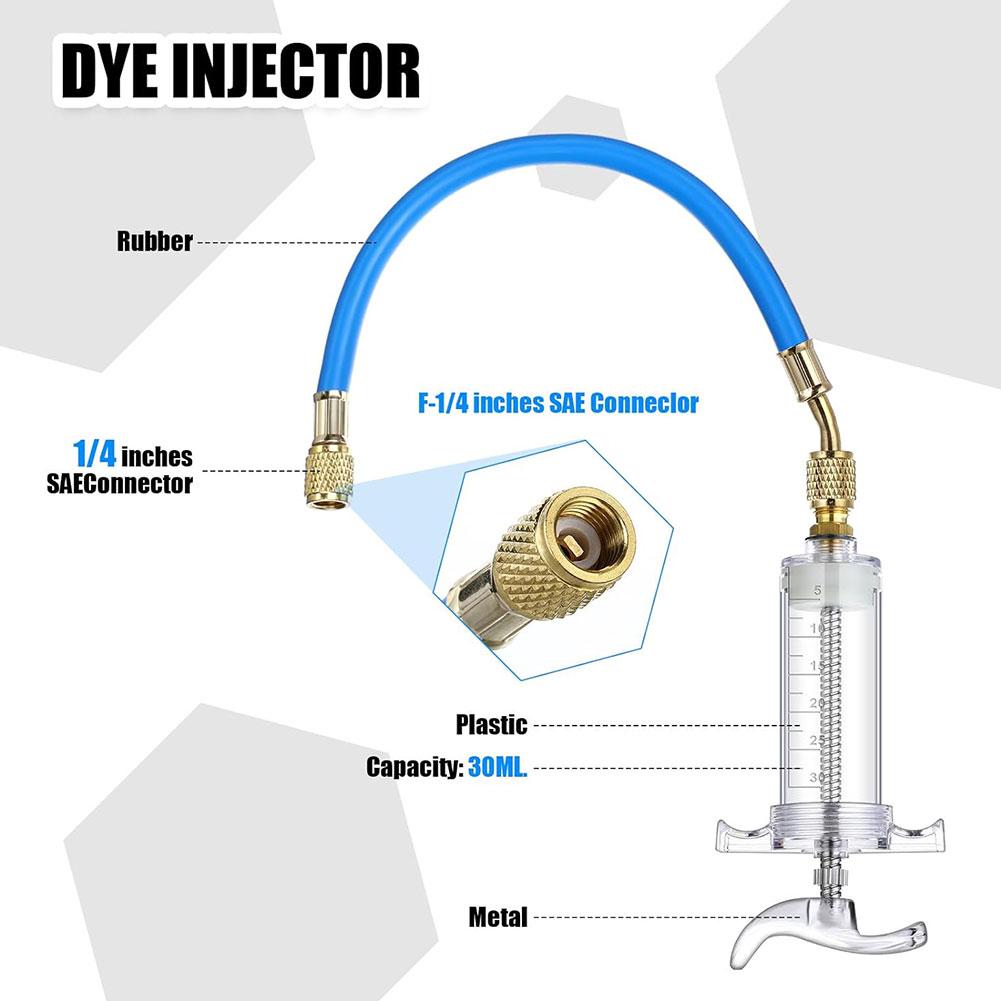 Инжектор для автомобильного кондиционера с быстросъемным адаптером на стороне низкого давления 1/4 SAE ручной инжектор для масла 30 мл инструменты для ремонта кондиционера