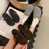 Ретро бархатные сумчатые тапочки на толстой подошве, полутапочки, шерстяные, осенне-зимние повседневные женские новые модели на одной подошве