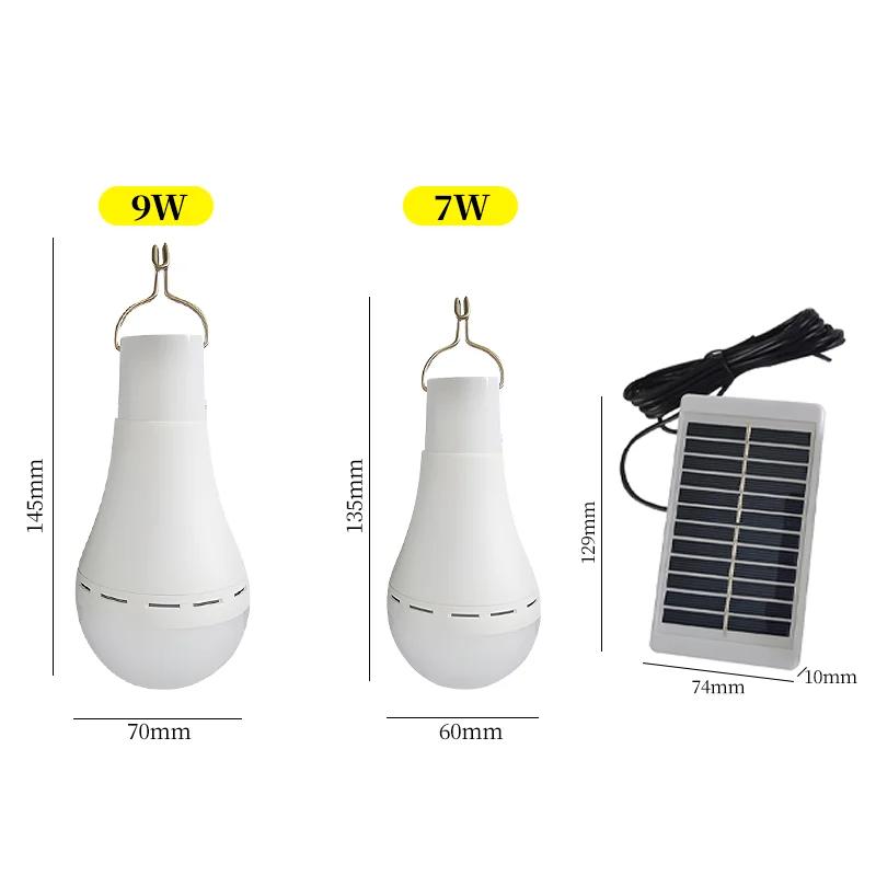 Solar Light with Panel USB Charged Hanging Emergency Sunlight Powered Lamp Outdoor Indoor House Solar Bulb Light Solar Panels