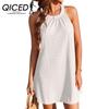 Women's Fashion Summer Spring Solid Color Print Sleeveless O-Neck Casual Dresses