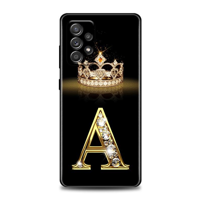 Чехол для Samsung Galaxy A72 A52 A53 A71 A91 A51 A41 Note 20 Ultra 8 9 10 Plus 5G Чехол с золотой бриллиантовой короной и буквой AIJL