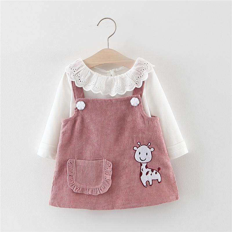 Toddler Girl Deer Print T Shirt And Suspender Skirt Set Cute Casual Two Piece Outfit For Baby Girls Age 1-4 Years Summer