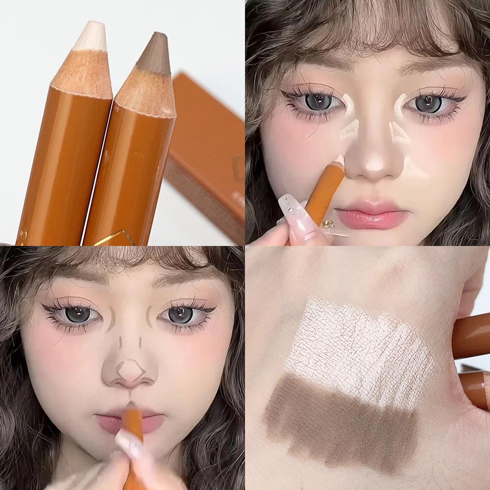 Double-ended Contouring Pen Face Brightening Corrector Nose Shadow Sculpting Natural 3D Highlighter Shading Stick Makeup